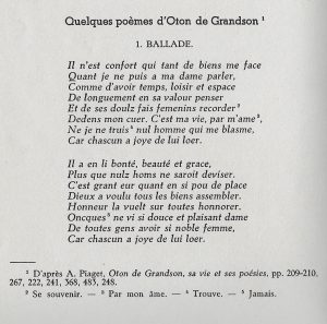 poème d'Othon III de Grandson Une reproduction d'un poème d'Othon III de Grandson